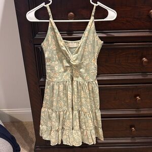 altered state, green and cream floral dress